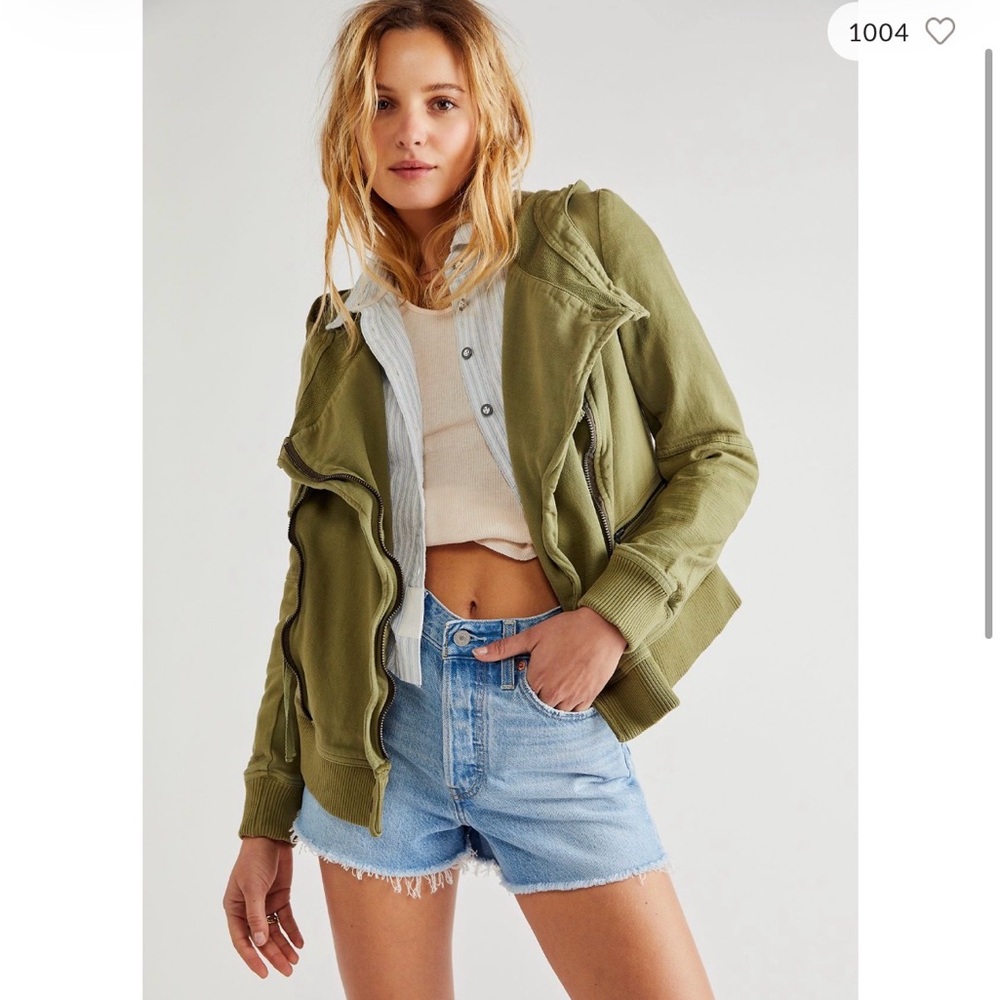 NWT!! We The Free (free people) olive Utility Jacket/zip up sweatshirt
